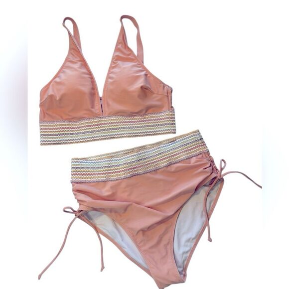 NWT Women's Full coverage high waisted Bikini Swim Set NEW Large - Picture 5 of 7